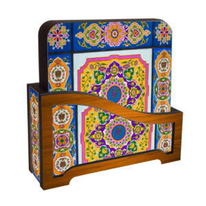 Iranian Heritage Floral Wooden Coasters 6-Pack – Square Design with Cultural Charm