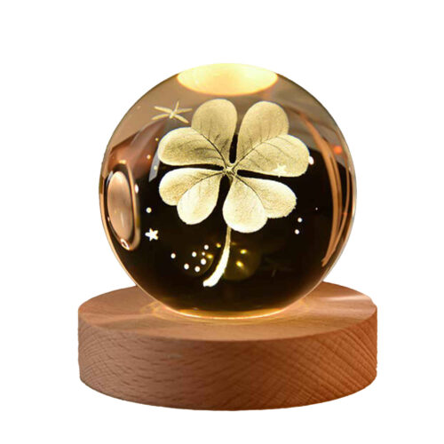3D Crystal Ball Lamp with Flower Design