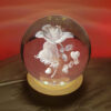 3D Crystal Ball Night Light in Rose Flower Design Fantasy Glowing LED Lamp