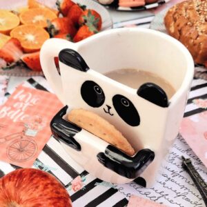 Artistic Ceramic Cup – Perfect for Gifting & Drink with Panda & Biscuit Holder Design
