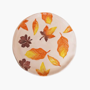 Ceramic Dinnerware Plate – Autumn Leave Pattern, Microwave & Dishwasher Safe