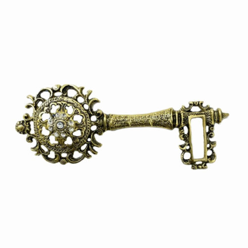 Decorative Brass Wall Key Holder with Key Design for Home Entryway