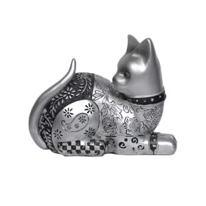 Cat Sculpture Polyester Siting Style Floral Design – Cute & Unique Figurine for Decor