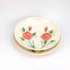 Ceramic Dinnerware Plate & Bowl Set - Rose Pattern, Microwave & Dishwasher Safe