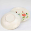 Ceramic Dinnerware Plate & Bowl Set - Rose Pattern, Microwave & Dishwasher Safe