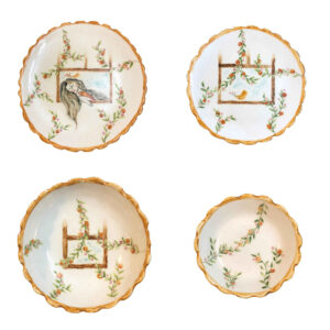 Ceramic Dinnerware Plate & Bowl Set of 4 – Congress Design, Microwave & Dishwasher Safe