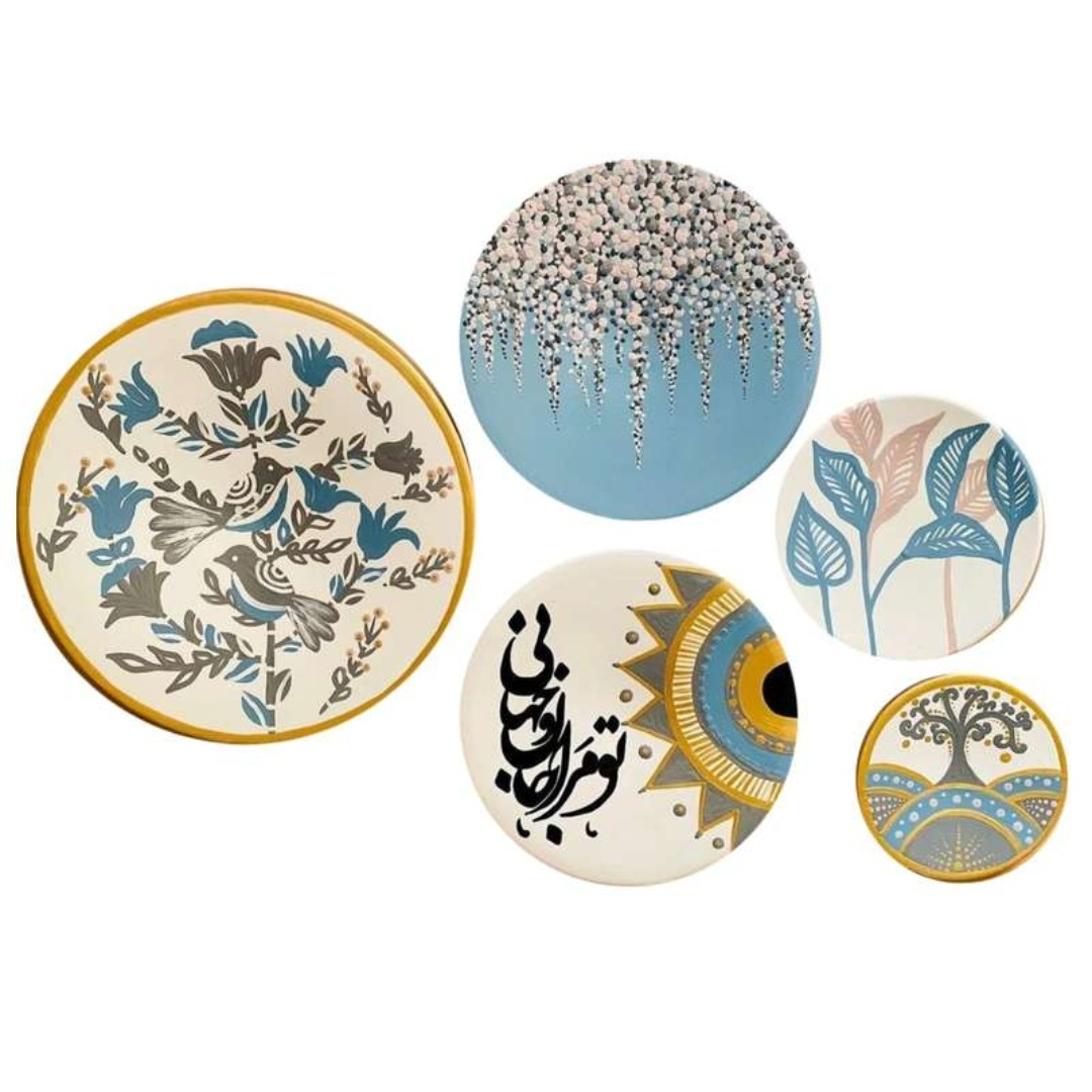 Decorative Pottery Plate – Perfect for Wall Display, Set of 5