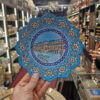 Persian Minakari Decorative Copper Plate – Hand-Painted with Intricate Floral Design in Blue