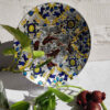 Decorative Glass Wall Plate - Hand-Painted with Vitreous Art & Fish Pond Design