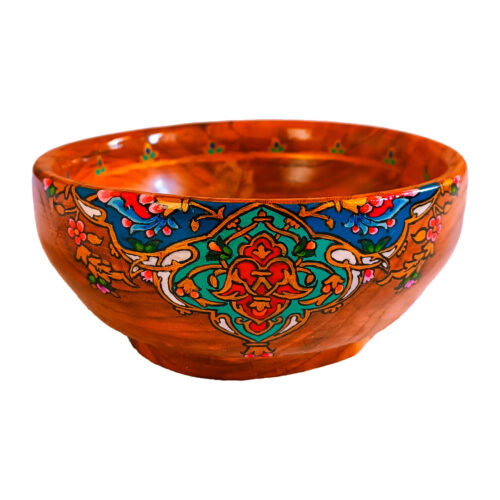 Decorative Wooden Bowl Featuring Persian Floral Print