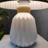 Elegant Geometric Gold & White Ceramic Table Lamp – Vase-Style Decor