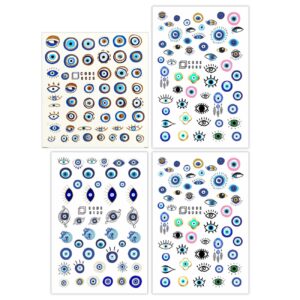 Evil Eye Nail Stickers Fashionable Designs for Strength, Protection, and Style Pack of 4