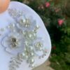 Face Mask Satin Fabric Quality, Pearls and Flowers Design