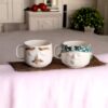 Fantasy Couple Ceramic Mug Set – Elegant Pair Featuring Headband and Earring Details