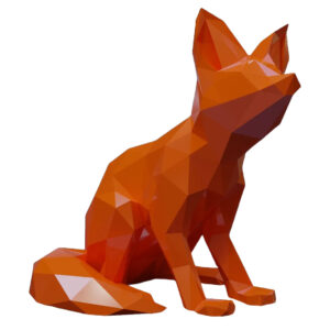Geometric Fox Cubism Figurine – Handcrafted Modern Art