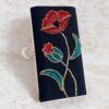 Hand-Beaded Clutch Bag with Red Rose Design - Unique & Elegant