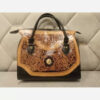 Handcrafted Natural Leather Bag – Hand Engraved, Painted, and Stitched with Intricate Carving Design