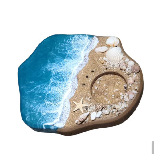 Handcrafted Resin Incense Holder Artistic Sea and Beach Design