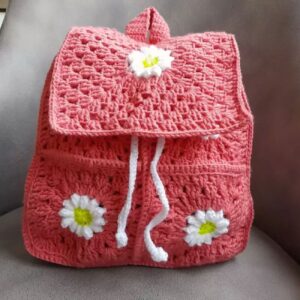 Handmade Crochet Bag Flower Design for Kids in Pink Color – Stylish and Cute