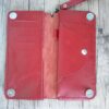 Handmade Genuine Leather Wallet - Red Floral Suede Boho Style