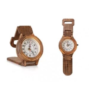 Handmade Wooden Desk Clock – Modern Wristwatch Silhouette