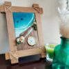 Handmade Wooden Desk Clock - Coastal Beach & Sea Design