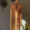 Handwoven Macrame Dress - Orange Boho Summer Style