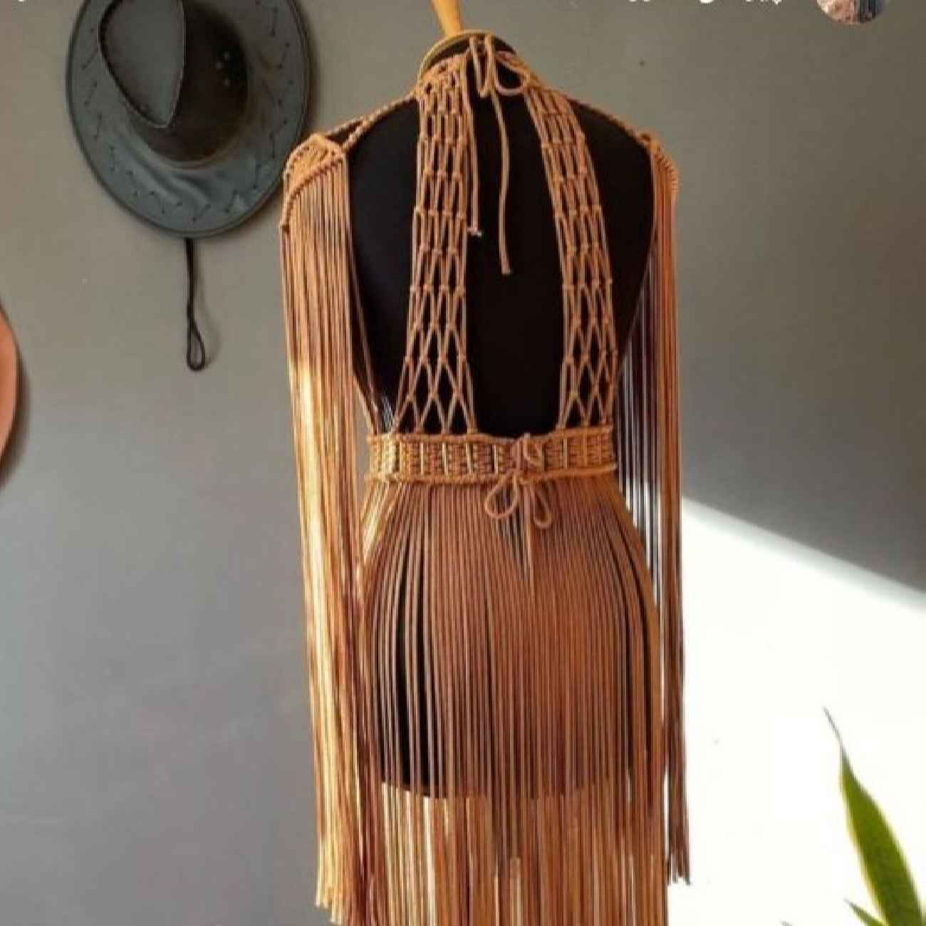 Handwoven Macrame Dress – Orange Boho Summer Style