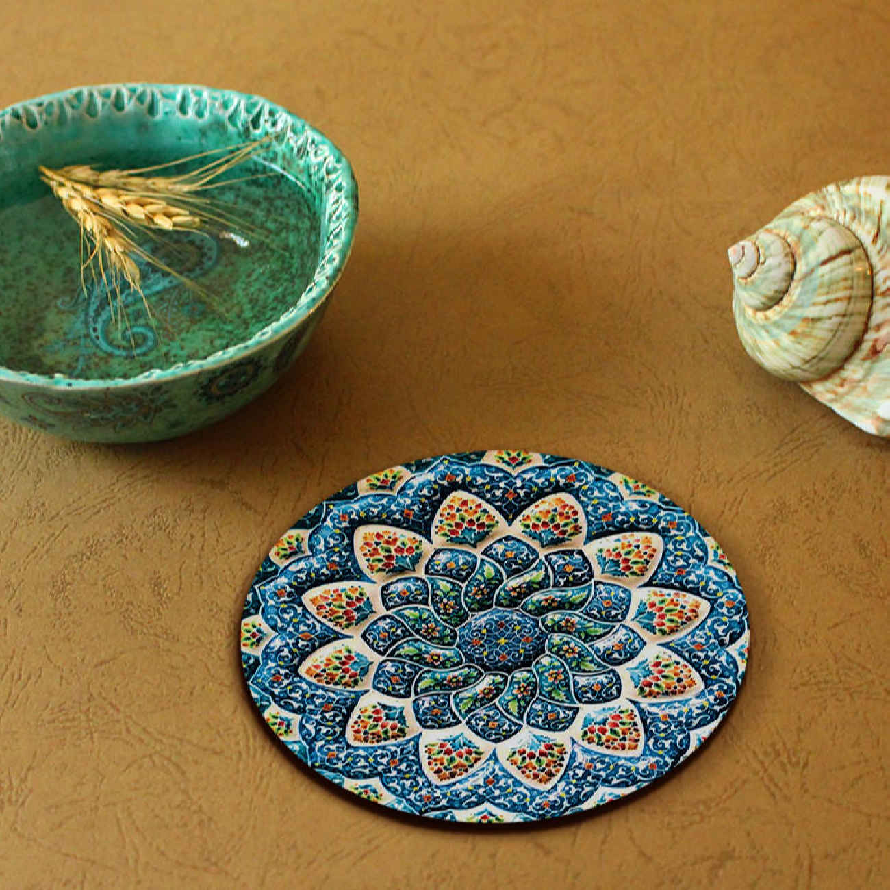 Iranian-Inspired Wooden Coasters 6-Pack – Ancient Craft Meets Modern Style