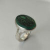 Islamic Agate Silver Ring for Men with Green Gemstone & Hasbi Allah Design