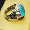 Islamic Men's Silver Ring with Engraved Agate Stone - Wa Man Yattaq Allah Design
