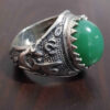 Islamic Yemeni Agate Silver Ring for Men with Green Gemstone & Ya Ali Design
