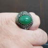 Islamic Yemeni Agate Silver Ring for Men with Green Gemstone & Ya Ali Design