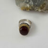 Islamic Yemeni Agate Silver Ring for Men with Red Gemstone & Ya Ali Design