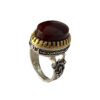 Islamic Yemeni Agate Silver Ring for Men with Red Gemstone & Ya Ali Design