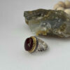 Islamic Yemeni Agate Silver Ring for Men with Red Gemstone & Ya Ali Design