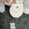 Keychain and Car Mirror Hanging Macrame Set with Evil Eye Design