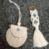 Keychain and Car Mirror Hanging Macrame Set with Evil Eye Design