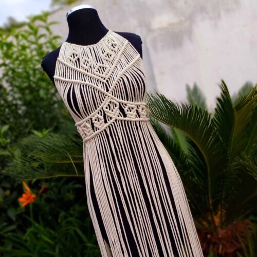 macrame dress Devlin Tassel Mini / Ivory | MESHKI Hippie Summer Helenistic Dress Luna Champagne Macram Dress