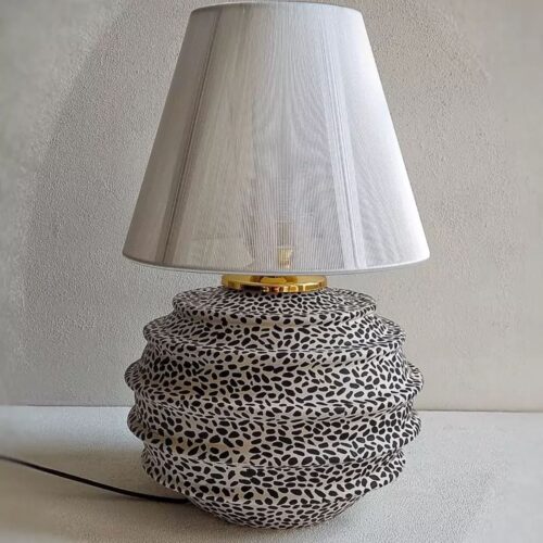 Modern Chic Leopard Print Ceramic Table Lamp – Spherical Shade Decor
