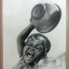 Original Black Pen Drawing with The Portrait of Naughty Boy Design