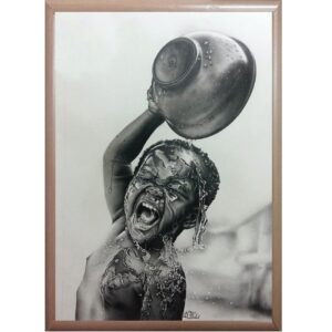 Original Black Pen Drawing with The Portrait of Naughty Boy Design