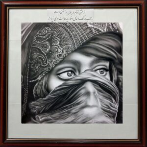 Original Black Pen Drawing with beauiful Eyes of Baby Girl Dsign