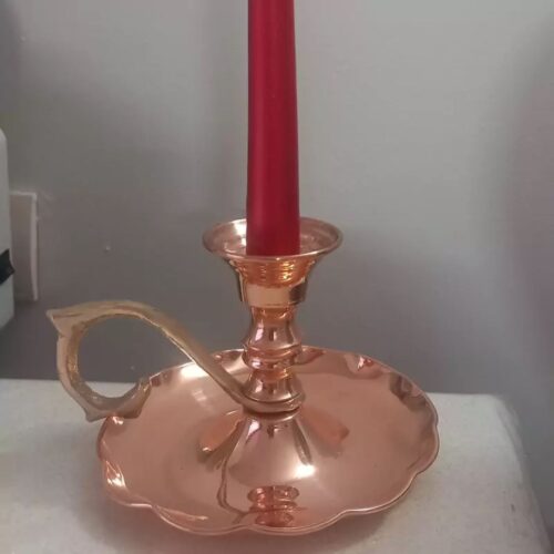 Pair of Handcrafted Copper Candlesticks, Ornate Vintage Design, Nano-Coated Finish