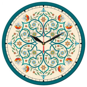 Persian-Inspired Analog Patterned Wall Clock – Flower Design