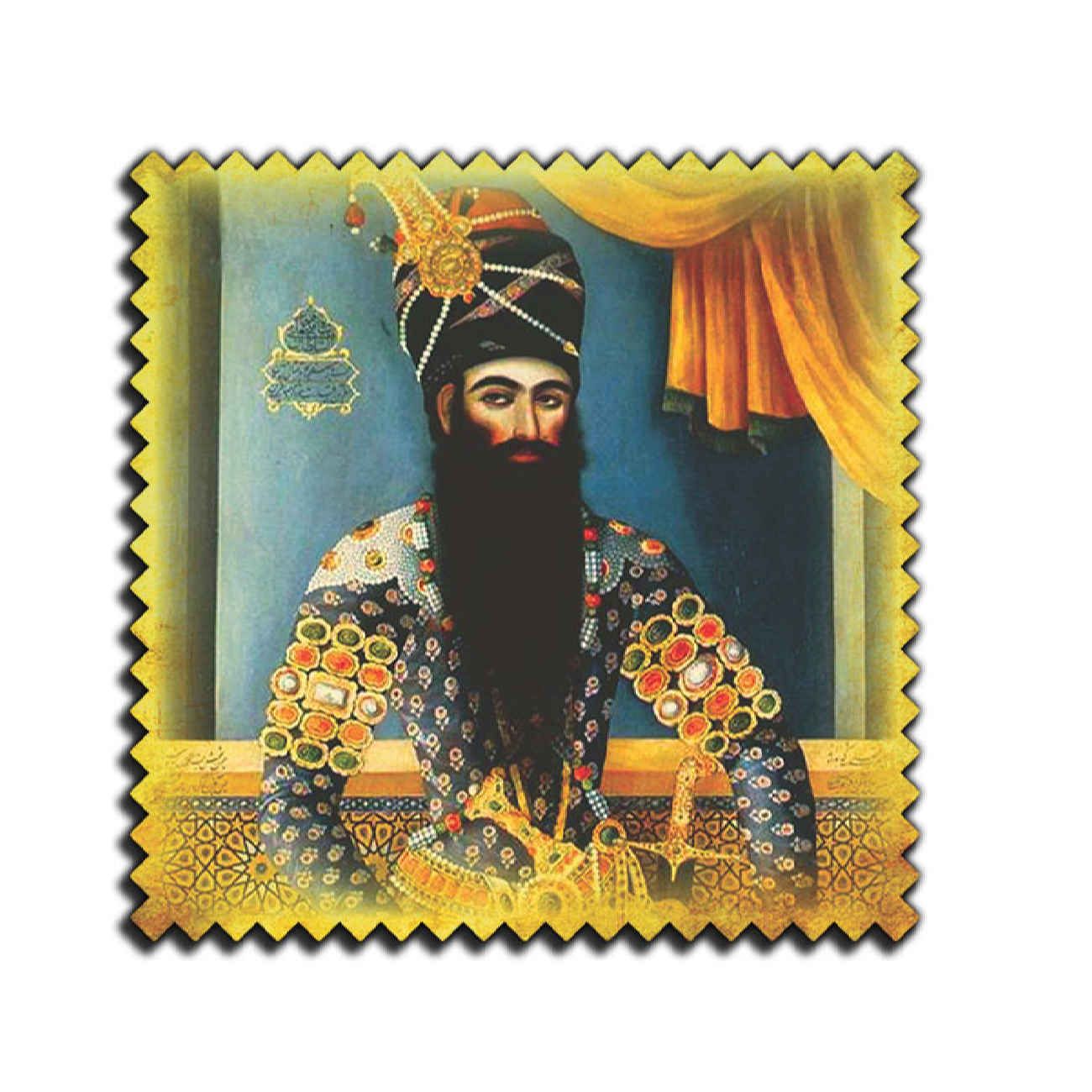 Naser al-Din Shah Qajar Wooden Coasters 6-Pack – Rich Persian Artistry for Home