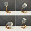 Handcrafted Whimsical Robot Desk Lamp – Striped Pattern Decor
