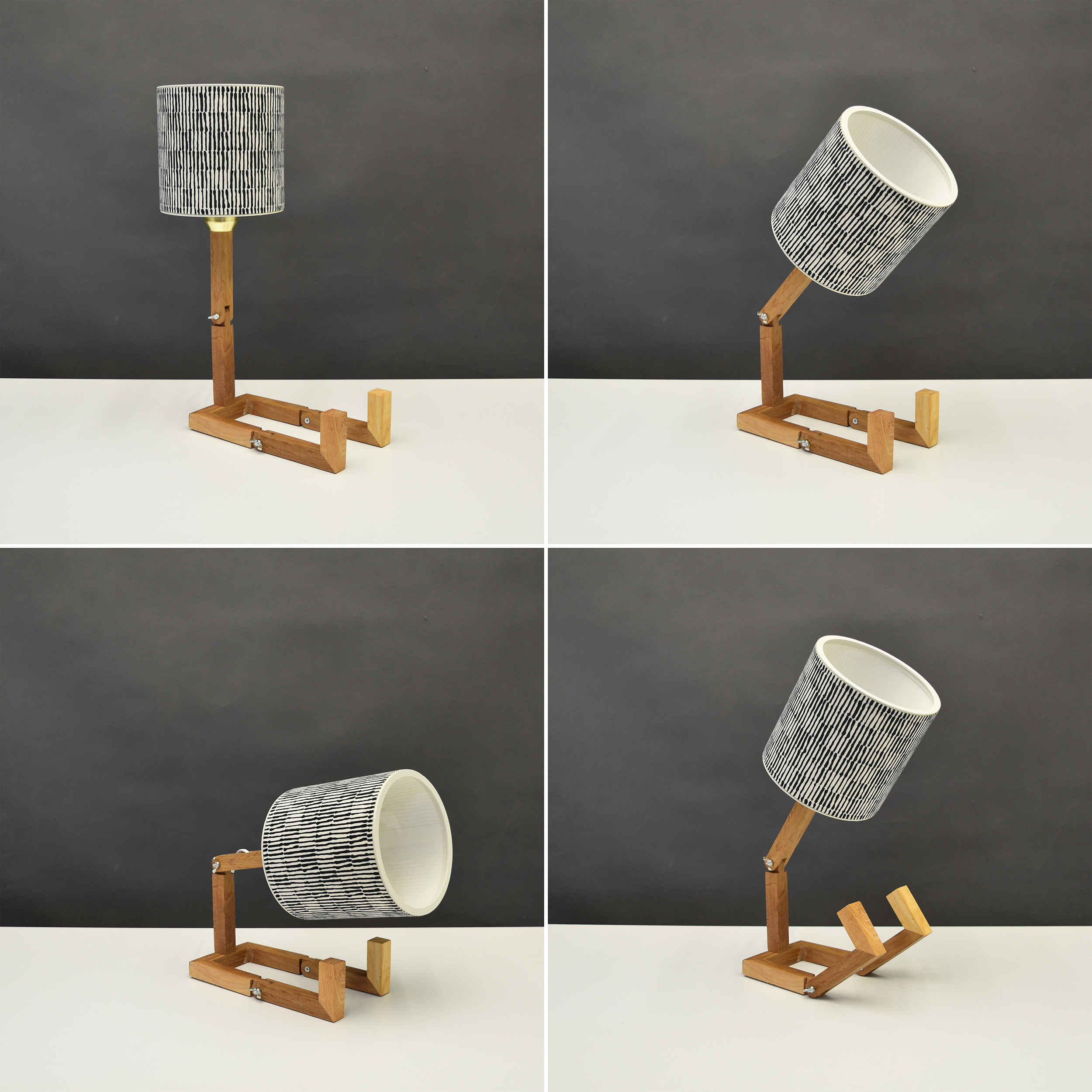 Handcrafted Whimsical Robot Desk Lamp – Striped Pattern Decor