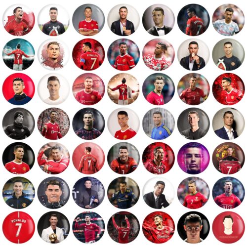Cristiano Ronaldo Pinback Buttons with Face Designs, Set of 49