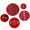 Set of 5 Hand-Painted Decorative Pottery Wall Plate Geometric Persian Design